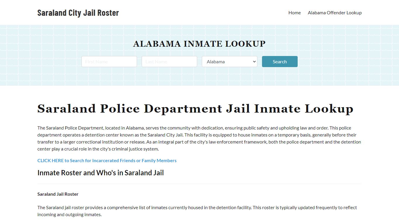 Saraland Police Department & City Jail, AL Inmate Roster, Arrests, Mugshots