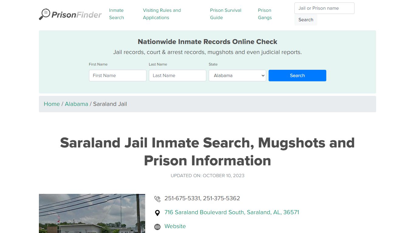 Saraland Jail Inmate Search, Mugshots and Prison Information