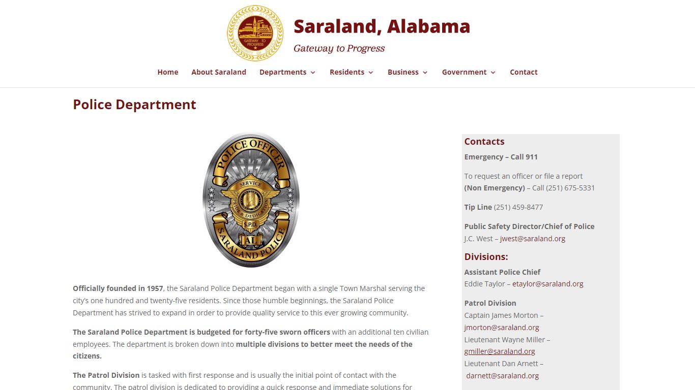 Police Department - City of Saraland, Alabama