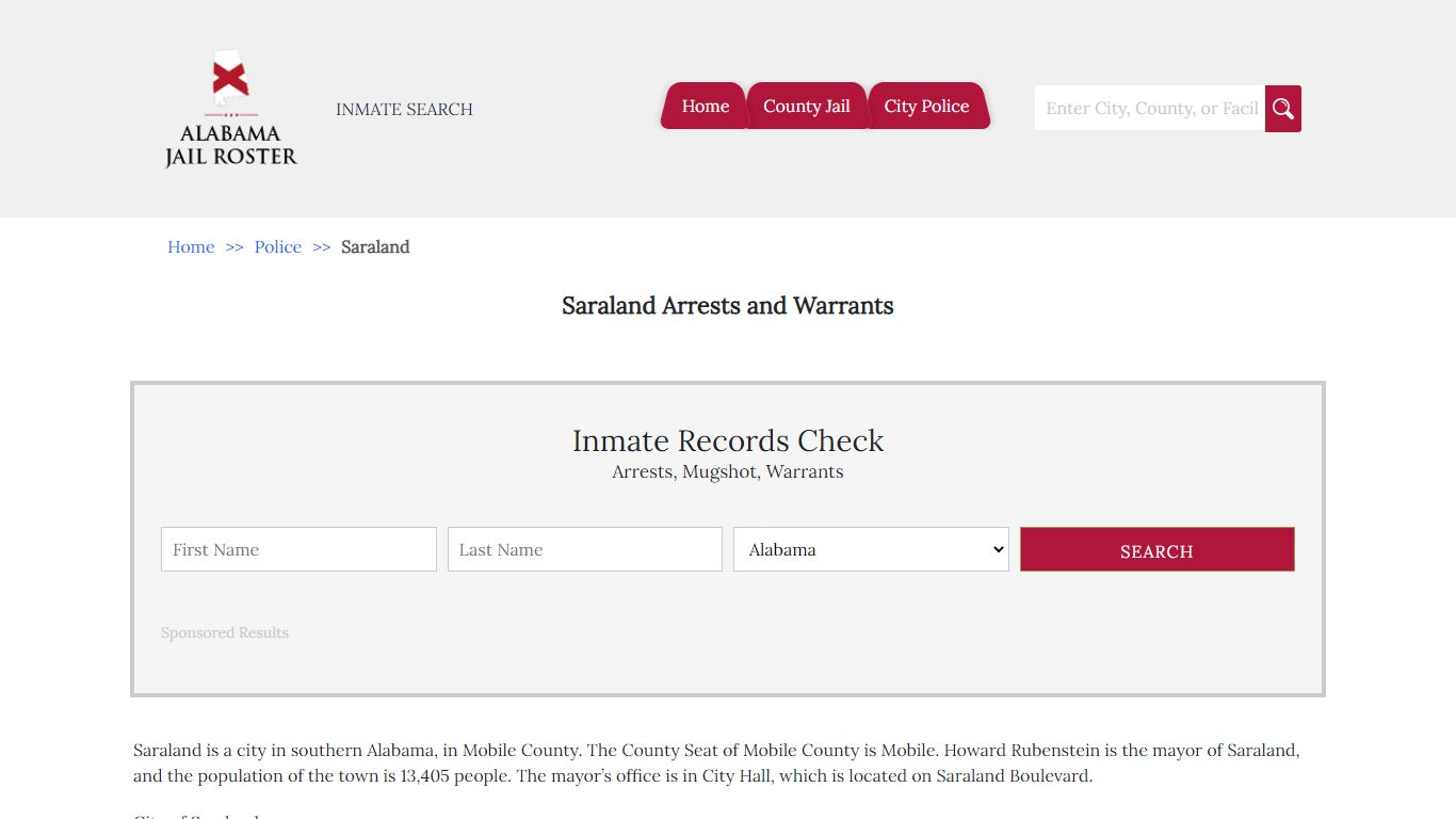 Saraland Arrests and Warrants | Alabama Jail Inmate Search