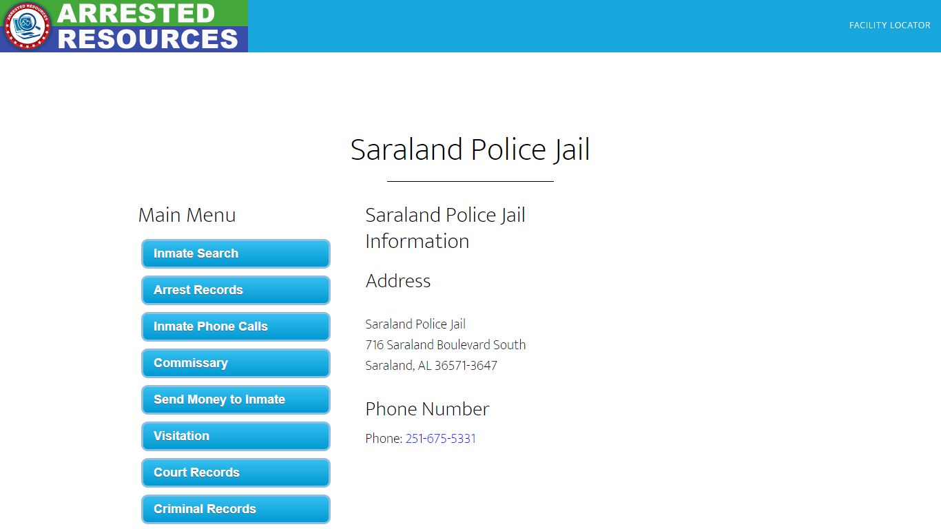 Saraland Police Jail - Inmate Search - Saraland, AL - Arrested Resources